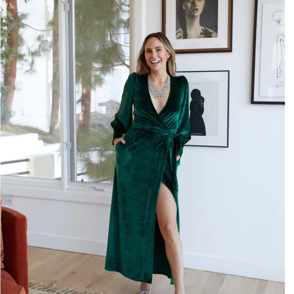 Lady Gang brand velvet green dress size L
